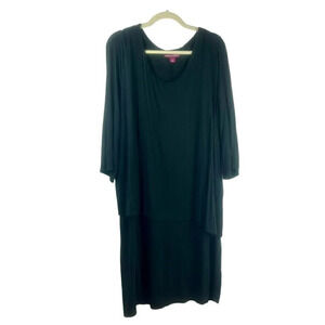 Jessica London Dress Women Plus 22 Black Jersey Knit Knee Length Stretch Minimal